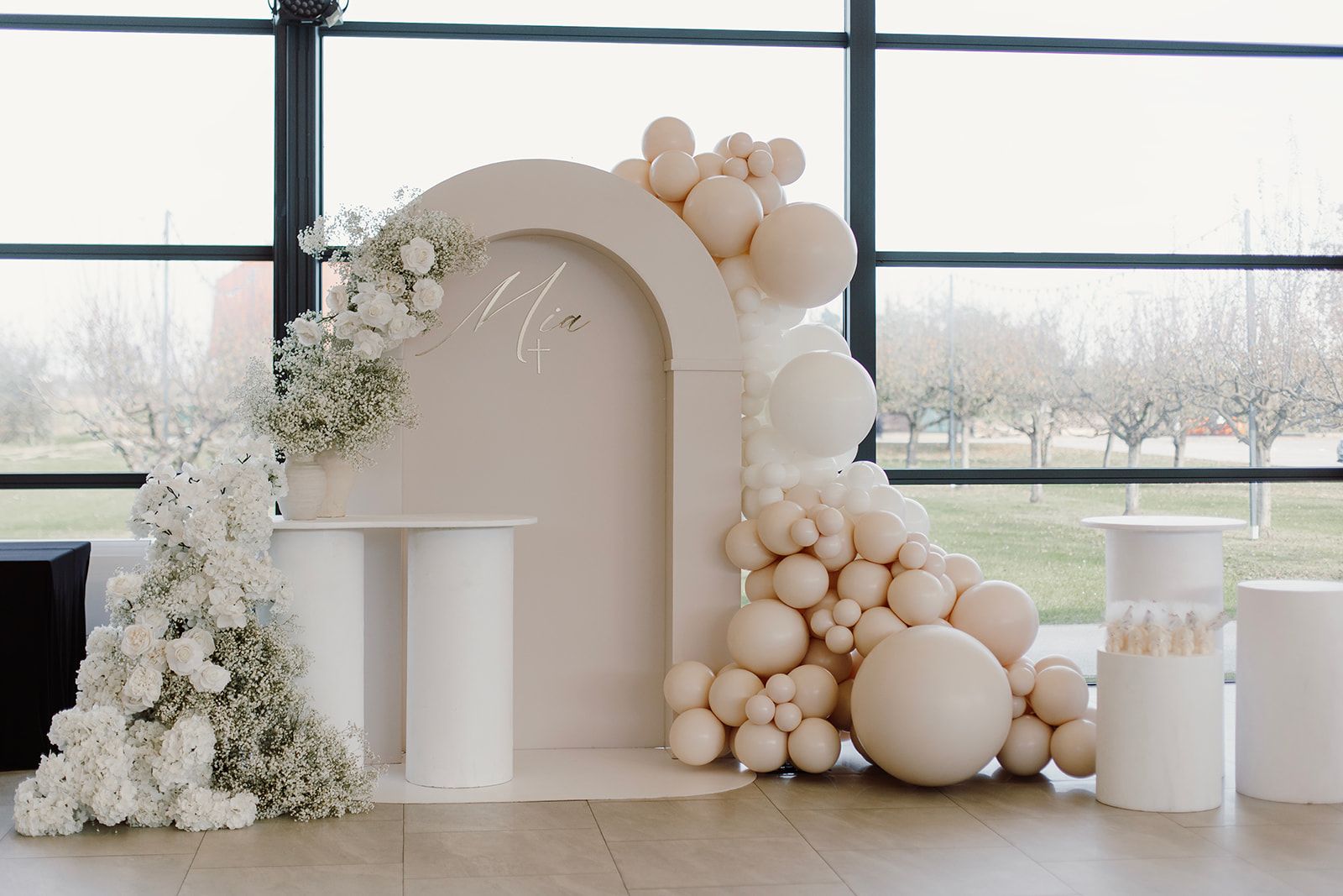 Pozadina za slikanje s balonima i cvijećem